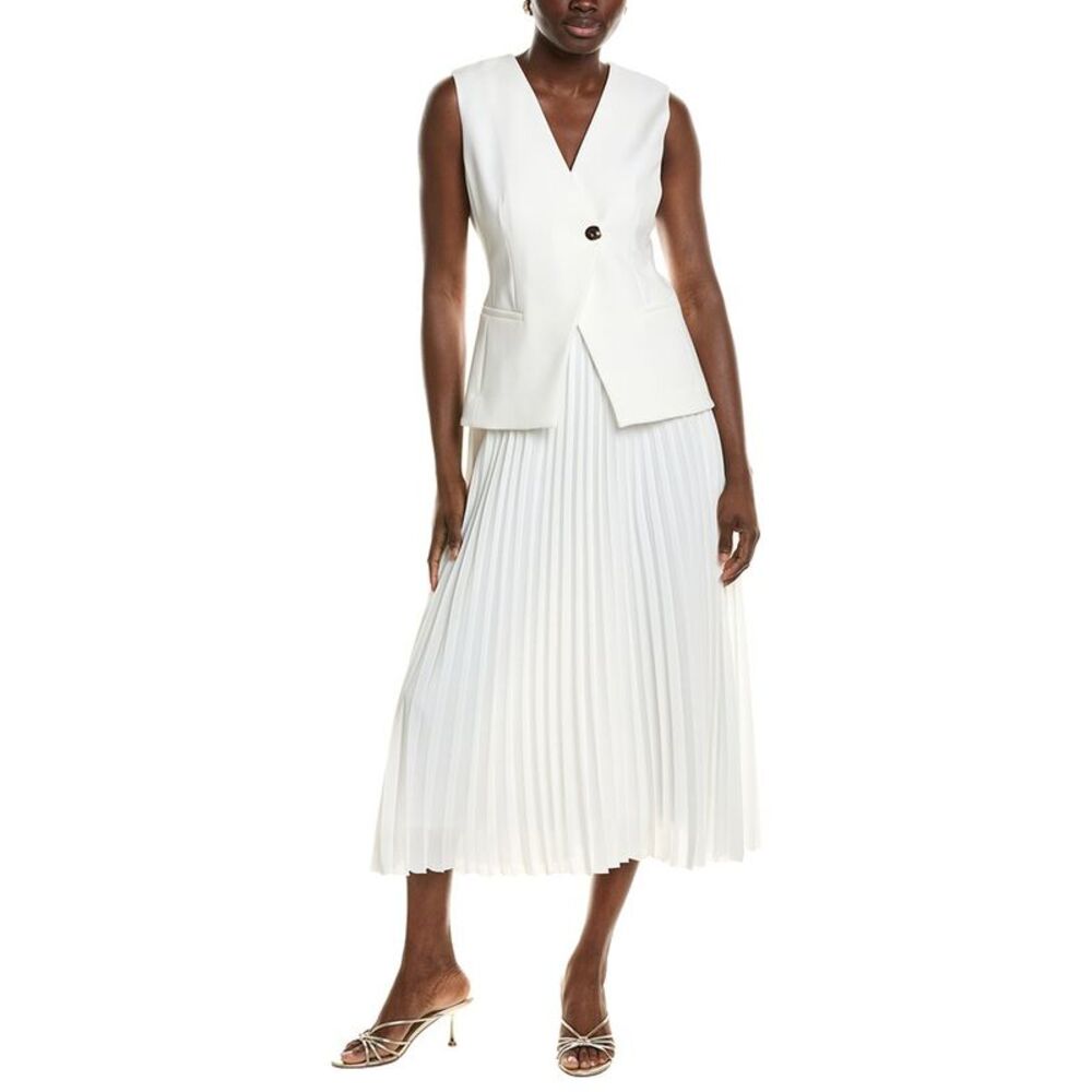 Derek Lam 10 Crosby Womens Lauren Mixed Media Dress, White